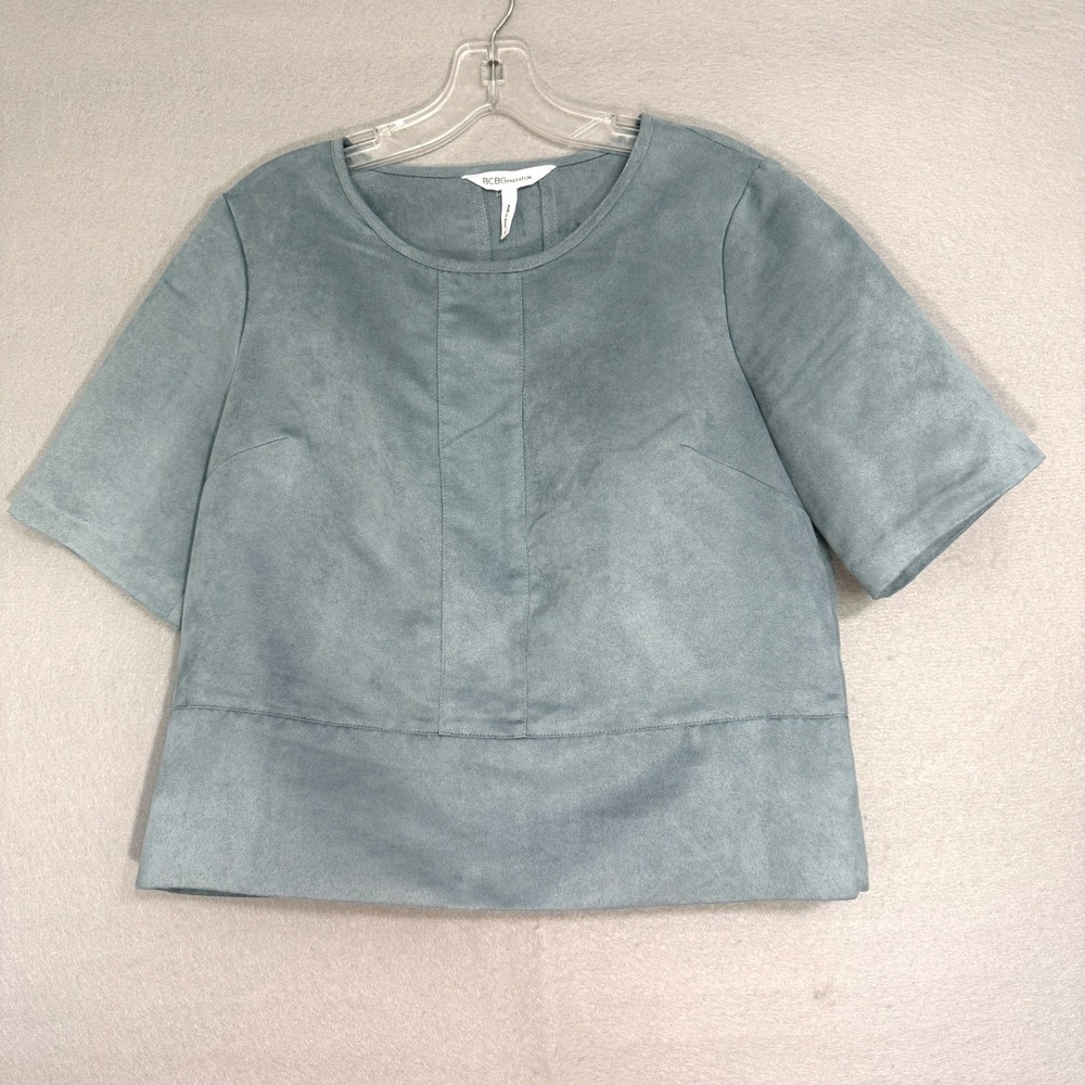 BCBGeneration Faux Suede Boxy Crop Top Womens Size S Minimalist Soft Girl Chic